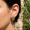 Elegant Emerald Cut Emerald Stud Earrings with Diamond Halo - Fine Gold Jewelry Gift for Her