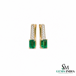 Emerald Cut Emerald Earrings - Gold Emerald & Diamond Statement Earrings