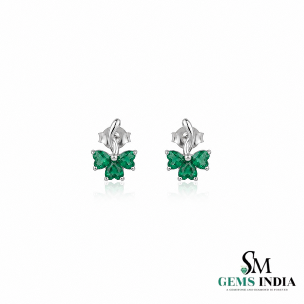 Heart-Shaped Emerald Stud Earrings in Gold - Dainty Gemstone Earrings for Women