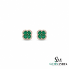 Natural Oval and Square Emerald Flower Cluster Earrings with Diamond Halo - Timeless Fine Jewelry Gift
