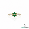 Vintage Style Round Emerald Flower Ring - Elegant Fine Jewelry