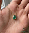 Pear Cut Emerald Necklace in 14k Gold – Elegant Teardrop Pendant