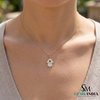 Hamsa Hand Pendant with Emerald Center Stone and Diamond - Green Gemstone Jewelry