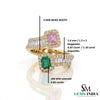 2 Karat Herzform-Smaragd- und Diamantring aus 14 Karat Gold, Smaragd-Verlobungsring