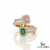 2 Karat Herzform-Smaragd- und Diamantring aus 14 Karat Gold, Smaragd-Verlobungsring