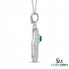 Hamsa Hand Pendant with Emerald Center Stone and Diamond - Green Gemstone Jewelry