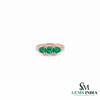 Three Stone Oval Emerald and Diamond Ring - Engagement Ring for her
