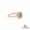 Round Emerald Diamond Floral Promise Ring for Women - Anniversary Gift