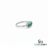Three Stone Oval Emerald and Diamond Ring - Engagement Ring for her