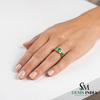 Oval and Pear Emerald Engagement Ring with Diamond Halo Accents