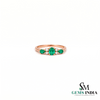 Oval and Pear Emerald Engagement Ring with Diamond Halo Accents