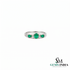 Oval and Pear Emerald Engagement Ring with Diamond Halo Accents