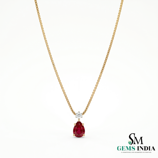 Timeless Pear Shape Ruby Necklace for Birthday Anniversary and Valentine Gift