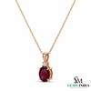 Romantic Oval Ruby and Diamond Pendant Necklace - Anniversary Gift for Her