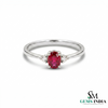 Minimalist Oval Ruby Ring with Diamond Side Stones – Timeless Elegant Style