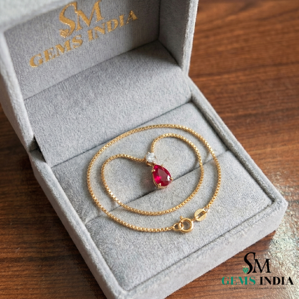 Timeless Pear Shape Ruby Necklace for Birthday Anniversary and Valentine Gift