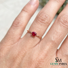 Dainty Oval Red Gemstone Promise Ring for Women - Minimalist Ruby Solitaire Ring