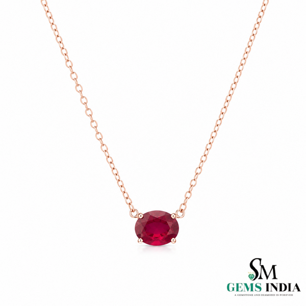 Oval cut Minimal Ruby Pendant Necklace for Everyday Luxury Wear