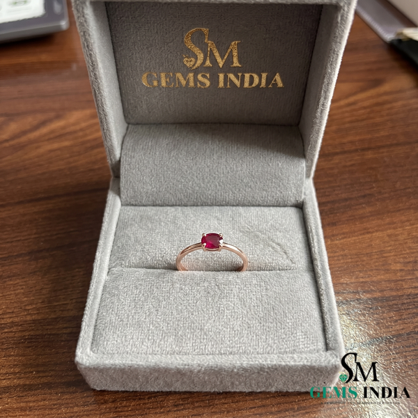 Dainty Oval Red Gemstone Promise Ring for Women - Minimalist Ruby Solitaire Ring