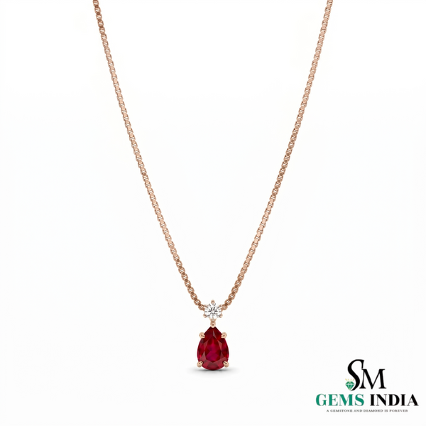 Timeless Pear Shape Ruby Necklace for Birthday Anniversary and Valentine Gift