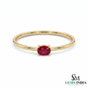Dainty Oval Red Gemstone Promise Ring for Women - Minimalist Ruby Solitaire Ring