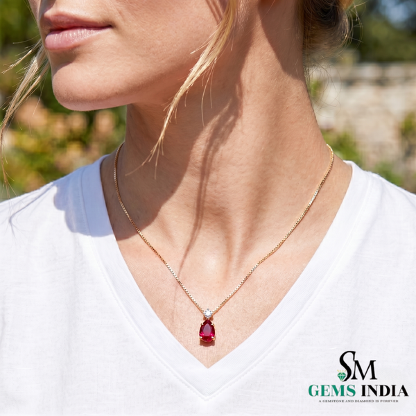 Timeless Pear Shape Ruby Necklace for Birthday Anniversary and Valentine Gift