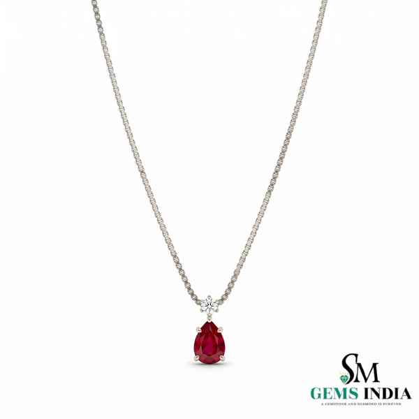 Timeless Pear Shape Ruby Necklace for Birthday Anniversary and Valentine Gift