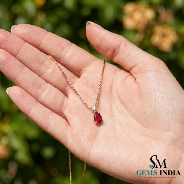 Timeless Pear Shape Ruby Necklace for Birthday Anniversary and Valentine Gift