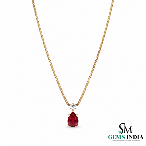Timeless Pear Shape Ruby Necklace for Birthday Anniversary and Valentine Gift