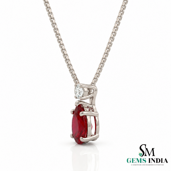 Timeless Pear Shape Ruby Necklace for Birthday Anniversary and Valentine Gift