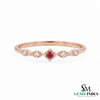Vintage Inspired Round Ruby and Diamond Promise Ring - July Birthstone