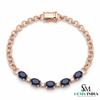 Oval Blue Sapphire and Diamond Link Bracelet for Women - Fine Gemstone Jewelry
