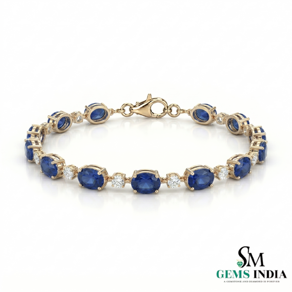 Oval Blue Sapphire and Diamond Tennis Bracelet – Classic Fine Jewelry