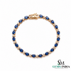 Pear-Cut Blue Sapphire Tennis Bracelet with Diamond Accents - September Birthstone Gift