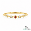 Vintage Inspired Round Ruby and Diamond Promise Ring - July Birthstone