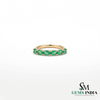 Natural Oval Emerald Wedding Band for Women - Green Gemstone Jewelry