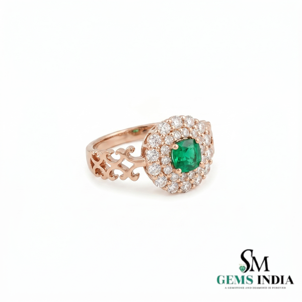 Cushion Cut Emerald Halo Engagement Ring –&nbsp; Statement Ring for Women