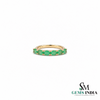 Natural Oval Emerald Wedding Band for Women - Green Gemstone Jewelry
