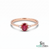 Minimalist Oval Ruby Ring with Diamond Side Stones – Timeless Elegant Style