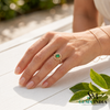 Round Emerald Diamond Floral Promise Ring for Women - Anniversary Gift