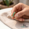 Natural Oval Emerald Wedding Band for Women - Green Gemstone Jewelry