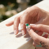 2 Karat Herzform-Smaragd- und Diamantring aus 14 Karat Gold, Smaragd-Verlobungsring