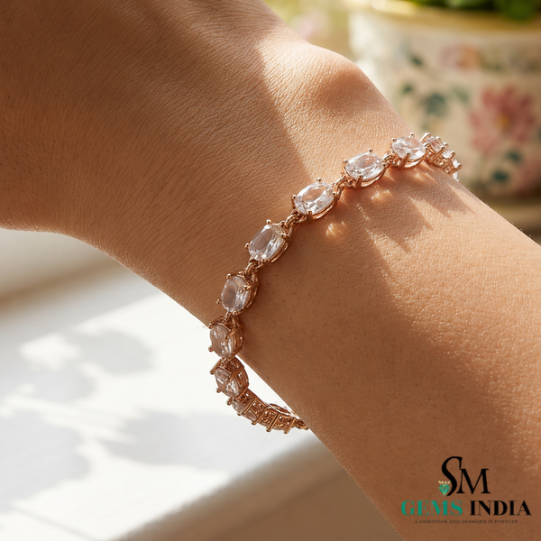 Oval Morganite Tennis Bracelet for Women - Elegant Pink Gemstone Bracelet