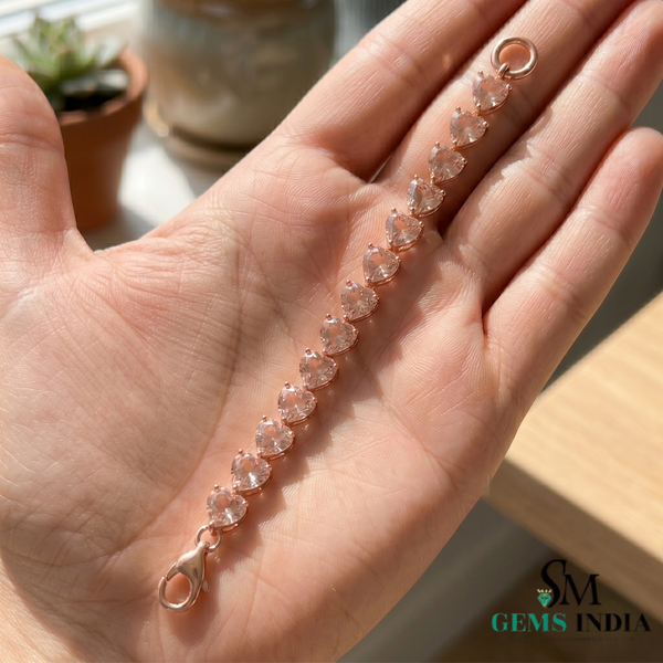 Morganite Gemstone Tennis Bracelet - Anniversary Gift for Her