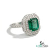 Achteckiger Verlobungsring mit natürlichem Smaragd und Diamanten, Jubiläumsgeschenkring