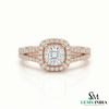 Cushion Cut Lab Grown Diamond Halo Ring in 14K Gold - Split Shank Engagement Ring