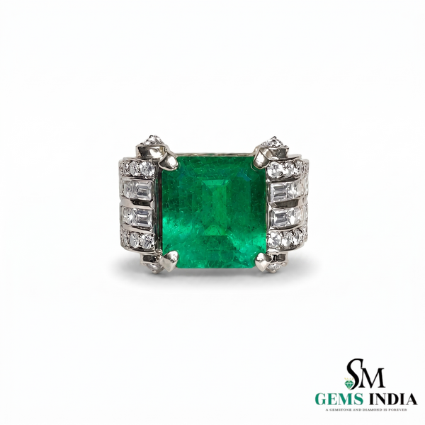 Octagon cut Emerald Ring in 14K Gold Minimalist Gold Band Ring
