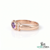 Natural Amethyst & Diamond Bezel Set Ring - Oval Gemstone Promise Ring for Her