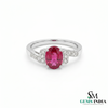 Natural Pink Tourmaline & Diamond Ring - Oval Cut Tourmaline Engagement Ring