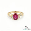 Natural Pink Tourmaline & Diamond Ring - Oval Cut Tourmaline Engagement Ring